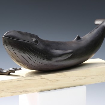 L MacMillan Black Whale and swimmer