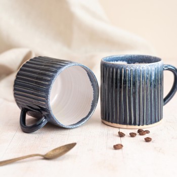 Rosie Hay Ceramics Carved Midnight Blue Mug